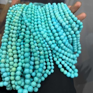 Perles bleues lisses très demandées, 5-8 mm, en pierre du Rajasthan, perles rondes simples, certifiées CMA, pour la fabrication de colliers et bracelets, 16 pouces - Product Image 2