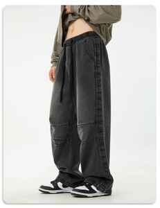 กางเกงขายาวทรงหลวมผู้ชาย กางเกงยีนส์วินเทจทรงหลวมแบบฟอกสี กางเกงยีนส์ทรงตรงแบบฟอกสีอ่อน กางเกงยีนส์ขากว้างทรงหลวม ผู้ผลิตกางเกงยีนส์ - Product Image 3