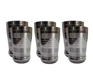 Calentadores de comida premium y cazuelas de acero inoxidable, vasos de metal, tazas para beber con diseño lineal, vasos de agua de acero tradicional. - Product Image 2