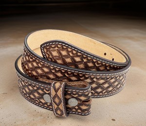 Beaded <b>Belt</b> With Hand Tooled Floral Design with Custom Made Premium Quality Western Cow Leather Manufacturer - Product Image 3
