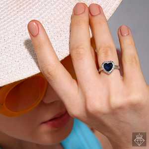 Anillo de banda de cristal de corazón AD antideslustre de tamaño ajustable PRAO - Product Image 3