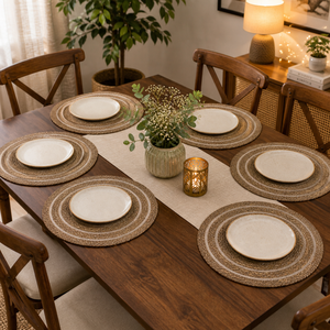 Classic Seagrass <b>Table</b> <b>Mat</b> with Cotton Dori | Eco Friendly Placemat Handmade Woven Dining Decor | Indian Manufacturer Exporter - Product Image 4
