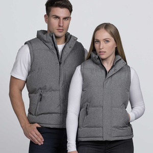 Chalecos Acolchados Grises Melange 100% Poliéster de Fábrica al por Mayor, Chaquetas con Cremallera OMMIZ, Chaquetas de Invierno Personalizadas de Alta Calidad para Hombre - Product Image 1