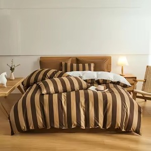 Ensemble de couette réversible moderne gris uni en coton 400TC, 3 pièces, lavable, pour la maison - Product Image 4