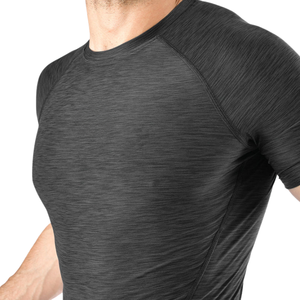 T-shirt de compression noir personnalisé pour homme, séchage rapide, entraînement en salle de sport, course à pied, fitness, athlétique, manches courtes, performance - Product Image 6