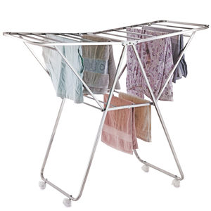 foldable butterfly style clothes <b>drying</b> <b>rack</b> made of stainless steel with multiple rods for hanging garments in compact modern - Product Image 3