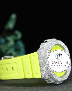 Montre de luxe Pragalbh Jewels sertie de diamants, cadran pavé de moissanite, bracelet en acier inoxydable et caoutchouc, montre hip-hop pour homme - Product Image 1