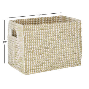 Panier de rangement décoratif en jonc de mer naturel accessoire décoratif tissé pour la maison - Product Image 5