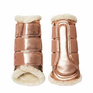 Bottes de protection pour chevaux en néoprène, doublées de fausse fourrure, réglables, pour l'entraînement, le saut d'obstacles et le dressage - Product Image 6