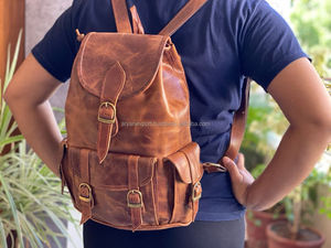 Sacs à dos en cuir véritable faits à la main, style vintage, nouveau design, multi-usages, sacs à dos à poches, vente en gros, produit en vrac - Product Image 2