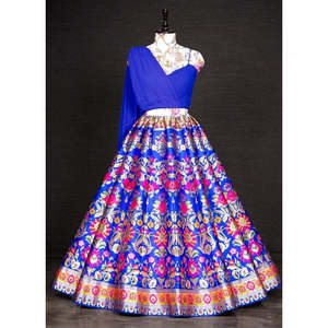 Ropa de fiesta para mujer Lehenga Choli con elegante trabajo de tejido Zari - Product Image 3