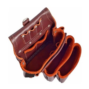 Professional Leather <b>Tool</b> Belt With 10-14 Pockets Adjustable Waist <b>Bag</b> For Universal <b>Tool</b> Storage Brown Hammer Holder Open Top - Product Image 6