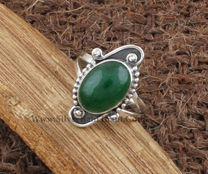 Anillo Clásico de Jade Verde Natural con Engaste de Bisel, Plata de Ley 925, Joyería de Piedras Preciosas Curativas para Mujer, Ideal para Bodas y Fiestas - Product Image 3