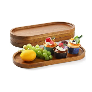 Plateau de service ovale en bois d'acacia naturel, idéal pour la décoration de la maison, en provenance du Vietnam. - Product Image 2