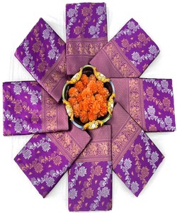 Purple Silk Saree With Gold Border Traditional Indian Wedding Wear Women's <b>Floor</b>-Length Sari Regular Fit All Seasons - Product Image 3