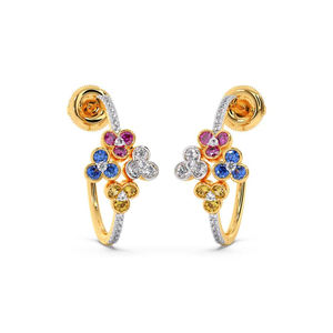 Boucles d'oreilles pour femme RIZTA JEWELS en or 14 carats, style vintage, très tendance, vente en gros, diamant 1 carat, sertissage clos, taille brillant, couleur DEF - Product Image 1
