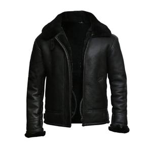 Blouson aviateur vintage B3 en peau de mouton pour homme, veste bomber décontractée en cuir véritable, style aviateur R.A.F, écologique et respirant - Product Image 1