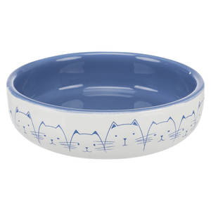 Comedero de Cerámica Azul-Blanco de 0.3 L para Gatos, Tazón para Mascotas de Nariz Corta de 15 cm - Product Image 2