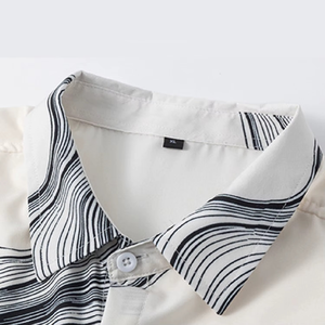 Nouveau pull-over de luxe à manches courtes pour homme, chemise décontractée en coton imprimé à col montant, style tendance et ample pour l'été - Product Image 4