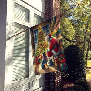 Lancashire Heeler Santa Claus gran porche poste decorativo patio Banner Multicolor poliéster casa tamaño pared colgante ilustraciones - Product Image 2