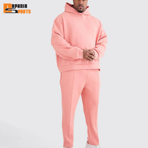 Conjunto de 2 Piezas de Sudadera con Capucha y Pantalones Deportivos de Felpa de Algodón Grueso, Color Liso, con Logotipo Personalizado, Hombros Caídos, Fabricante OEM - Product Image 1