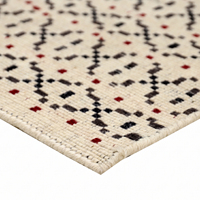 Tapis en laine DECORDEC motif géométrique ivoire noir rouille, écologique, antidérapant, moderne, tribal, linéaire, tufté à la main, épais