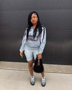 Ensemble short et veste coupe-vent d'été pour femme, en nylon et polyester, respirant et confortable, style streetwear, personnalisable - Product Image 3