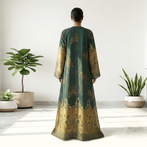 Abaya Ligera Premium con Estampado a Cuadros para Mujer, Estilo Árabe con Frente Abierto, Cárdigan Largo, Ropa Islámica Modesta - Product Image 1