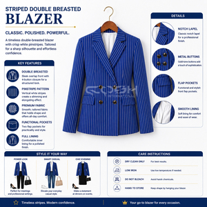 Cosh International - Blazer Azul a Rayas Estilo Griego para Mujer, Chaqueta Formal para Oficina, Hermandad o Fraternidad Delta Sigma - Product Image 5