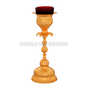 Vela de aceite para vigilia ortodoxa con vela LED roja |   Lámpara de Santuario de Latón para Iglesia – DOUBLE VEE EXPORTS - Product Image 2