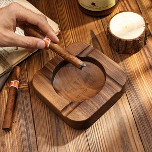 Cenicero de Escritorio de Madera Clásico de Alta Calidad, Hecho a Mano, Natural, Cuadrado, para Cigarros y Cigarrillos, para Hogar, Bar u Oficina - Product Image 5