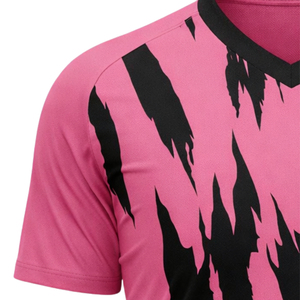 Camiseta de Fútbol con Rayas de Tigre Rosa y Negro, Cuello en V, Manga Corta, Unisex, Secado Rápido, 100% Poliéster, Impresión Sublimada, Talla Adulto - Product Image 2