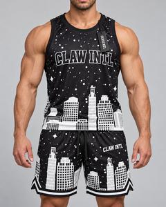 Conjunto de Uniforme de Baloncesto Unisex CLAW INTL, Negro y Blanco, Estampado Digital Urbano, Poliéster Transpirable, Uniforme para Adultos con Fusión sin Costuras - Product Image 1