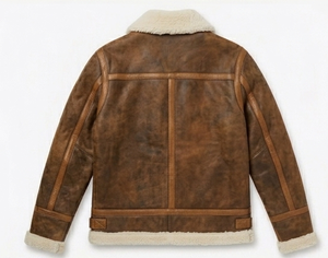 Blouson Bomber Homme en Cuir Véritable Premium avec Fermeture Éclair, Doublure Douce en Fausse Fourrure Polyester, Chaleur Hivernale, Style Streetwear, Séchage Rapide - Product Image 2
