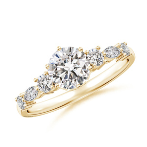 แหวนเพชรแล็บโกรว์ทรงเจ็ดเม็ด ประดับเพชรเม็ดใหญ่ ทอง 10K 14K 18K เงิน 925 935  รับรองโดย IGI ของขวัญงานแต่งงานสุดหรู - Product Image 1