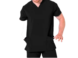 Ensemble de blouses médicales noires pour femmes, manches courtes, en coton tricoté, pantalon d'uniforme d'hôpital, tenue de travail médicale décontractée, vente chaude - Product Image 2