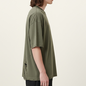 เสื้อยืดผู้ชายสไตล์ฮิปฮอปสั่งทำพิเศษ ทรงโอเวอร์ไซส์ ใส่สบาย ลุคเท่ๆ ผ้าฝ้าย 100% ระบายอากาศได้ดี ไม่ยับง่าย เหมาะสำหรับฤดูร้อน - Product Image 5