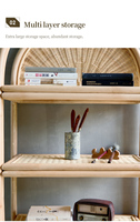 Étagère à livres en rotin faite à la main de style nordique, étagère de présentation en osier bohème en forme d'arche, support de rangement naturel sur pied pour la décoration intérieure européenne Koweït