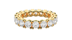 Anillo de Eternidad de Corte Redondo de Calidad Lujosa, Anillo Inteligente con Diamante Cultivado en Laboratorio, Oro Sólido de 14K para Boda o Compromiso, Personalizable - Product Image 3
