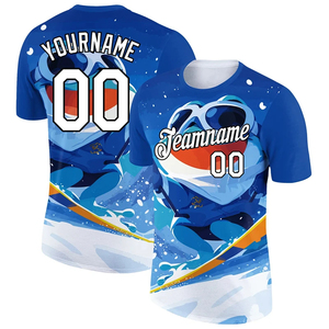 เสื้อฟุตบอลแบบยูนิเซ็กซ์สั่งทำพิเศษ พิมพ์ลายเต็มตัว คอกลม แขนสั้น ระบายเหงื่อได้ดี ผลิตจากโพลีเอสเตอร์ 100% พร้อมพิมพ์ชื่อทีมและหมายเลขด้านหน้า - Product Image 1