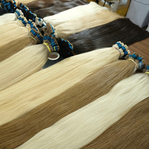 Extensions de cheveux humains blonds vierges de haute qualité 100 % naturels, couleurs personnalisées, extensions en vrac, décoloration russe - Product Image 5