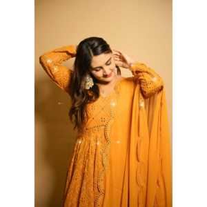 Beautiful <b>Modest</b> Sets Party Wear Anarkali Gown with <b>Pant</b> and Dupatta for Special Occasions - Product Image 5