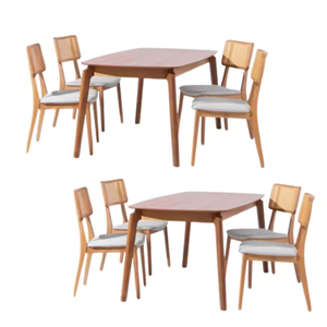 Ensemble de table et de chaises de salle à manger en bois massif de luxe avec un design moderne super confortable pour une utilisation domestique polyvalente - Product Image 6