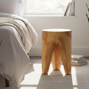 Tabouret trépied ARTERRA en teck massif de qualité supérieure pour villa, hôtel et appartement - Sièges polyvalents pour espaces rustiques/modernes, fabriqué à la main - Product Image 3