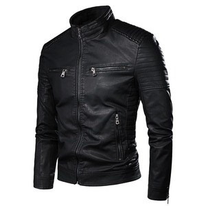 Leathers Jacket Punk Motorcycle Style Teenager's Collar Plain Dye Canvas ODM Foreign Trade jacket for <b>men</b> - Product Image 3