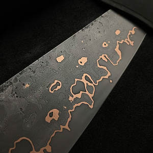 Couteau de cuisine utilitaire moderne en cuivre à motif Damas avec manche confortable, outil polyvalent pour la préparation des aliments - Product Image 5