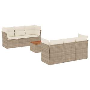 Beige Cream White <b>Rattan</b> Garden <b>Sofa</b> Set 6 Seater Outdoor Furniture Weather Resistant Wicker Frame - Product Image 2