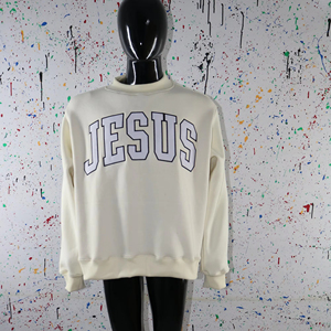 Sweat-shirt à capuche JESUS 100% coton avec broderie appliquée et fermeture éclair, hiver, URBAN PRODUCTIONS - Product Image 1
