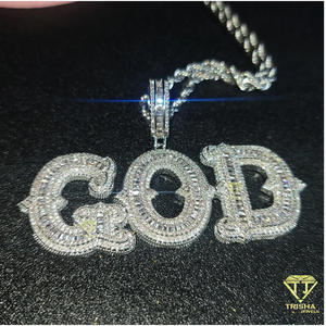 Collier pendentif personnalisé « DRE » avec diamant de laboratoire, chaîne cubaine, bijoux hip-hop bling pour hommes et femmes - Product Image 4
