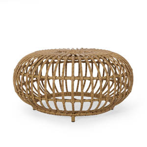 Boho Faux Rattan Coffee Table Handcrafted Polietileno 29,5 \ "W para Interior y Exterior Patio Uso - Product Image 1